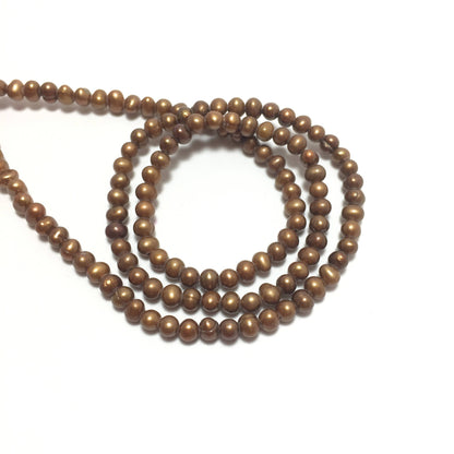 Baby Potato 2.5-3mm Brown Freshwater Pearls 16 inches, Seed Pearls, BPOT005