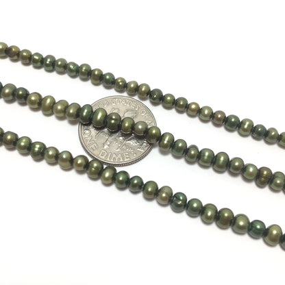 Baby Potato 3-3.5mm Green Freshwater Pearls 16 inches, Seed Pearls BPOT006