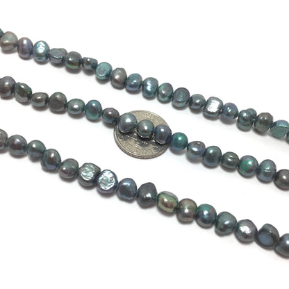 Nugget 5.5-6mm Teal Freshwater Pearls 16 inches, NUG015