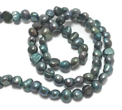 Nugget 5.5-6mm Teal Freshwater Pearls 16 inches, NUG015