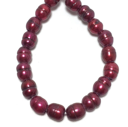 Large Hole Pearls, 8-8.5mm Rice Cranberry Freshwater Pearls, 8 inch strand with 2.5mm hole size, LH001