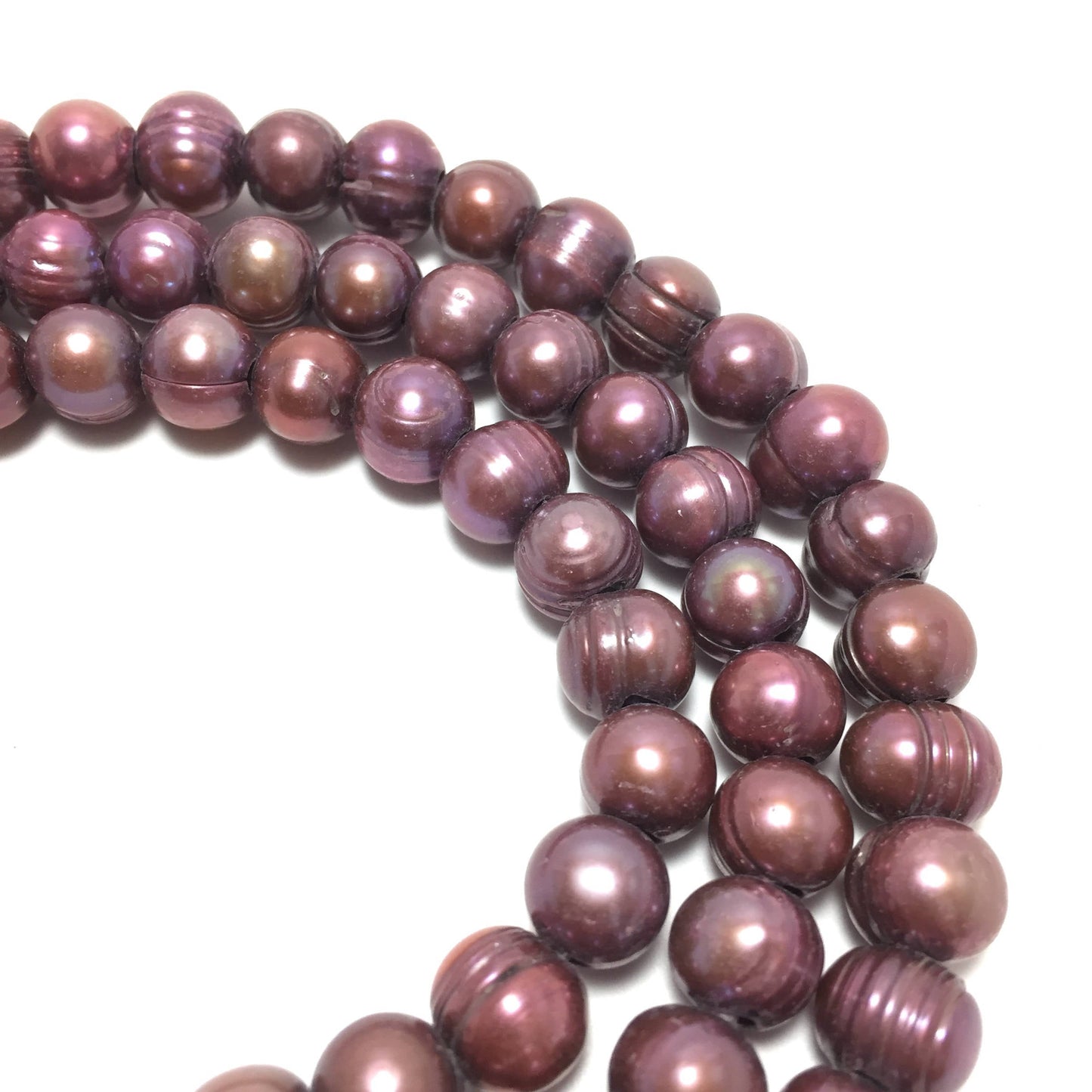 Large Hole Pearls, 8.5-9mm Potato Purple Freshwater Pearls, 8 inch strand with 2.5mm hole size, LH002