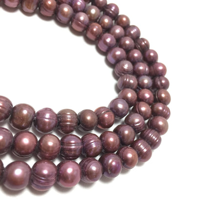 Large Hole Pearls, 8.5-9mm Potato Purple Freshwater Pearls, 8 inch strand with 2.5mm hole size, LH002