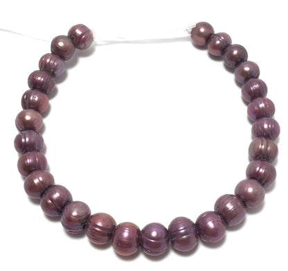 Large Hole Pearls, 8.5-9mm Potato Purple Freshwater Pearls, 8 inch strand with 2.5mm hole size, LH002