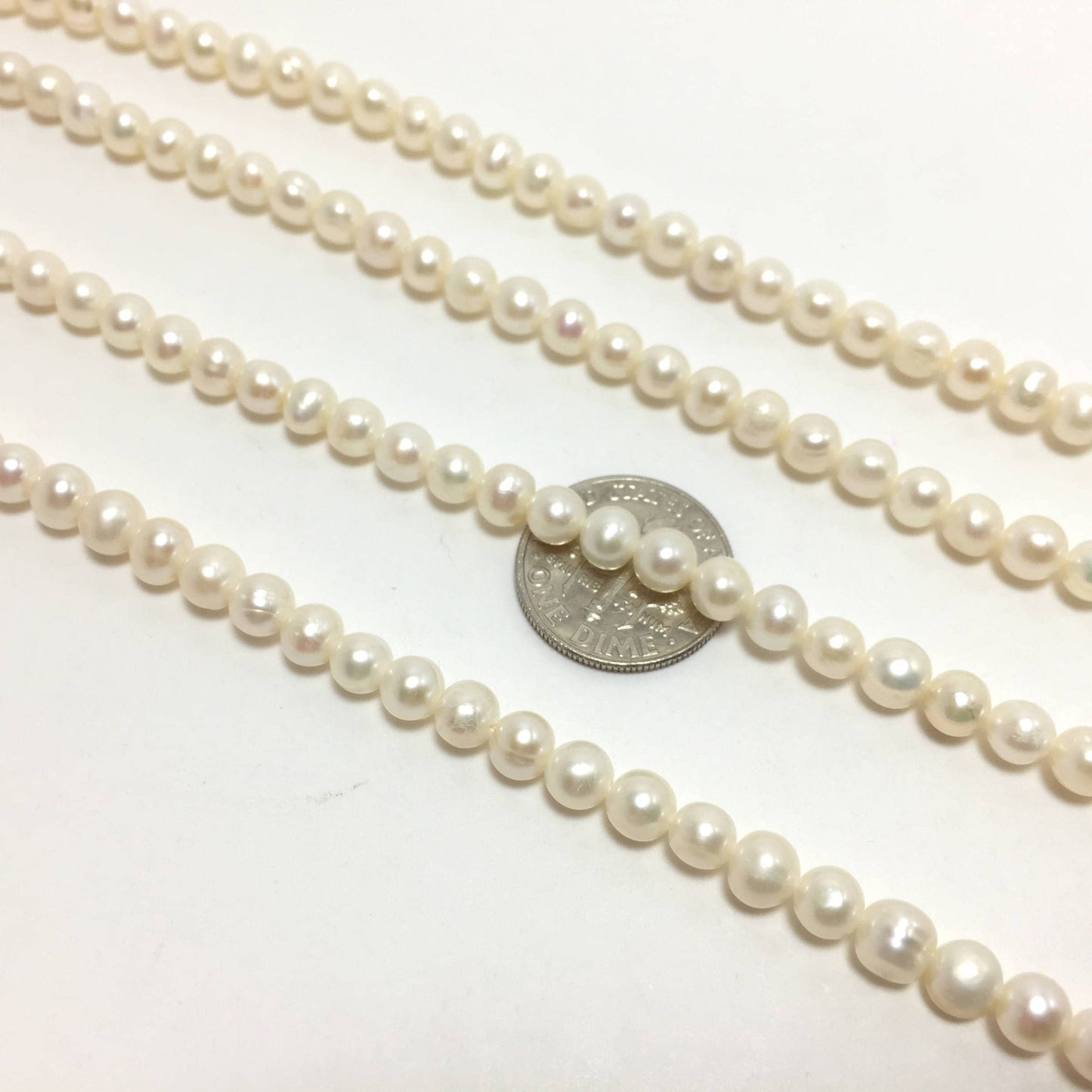 Potato Pearls, 4.5-5mm White Color Freshwater Pearls in 16 inches, POT006