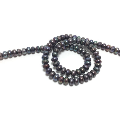 Button or Roundel Pearls, 5-5.5mm Peacock Color Freshwater Pearls in 16 inches, BUT003