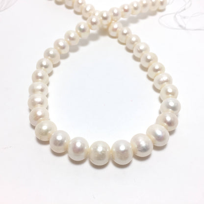 Near Potato Pearls, 9.5-10.5mm White Color Freshwater Pearls in 15.5 inches, NRD001