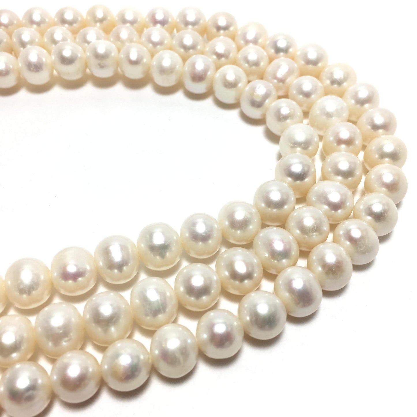 Near Potato Pearls, 9.5-10.5mm White Color Freshwater Pearls in 15.5 inches, NRD001