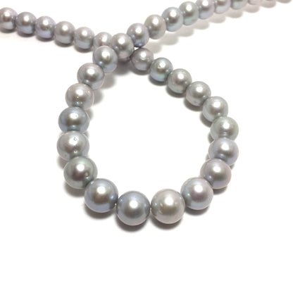 Round Pearls, 10.5-11.5mm Silver Color Freshwater Pearls in 15.5 inches, NRD005