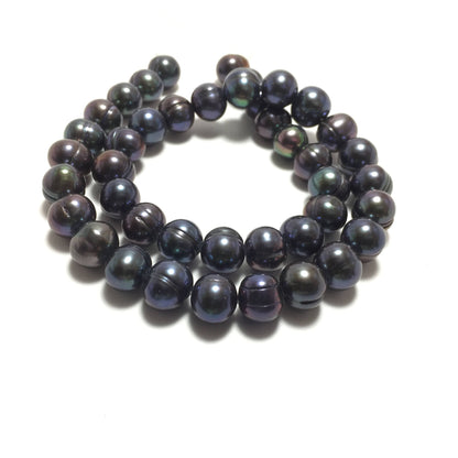 Potato Pearls, 9.5-10mm Peacock Color Freshwater Pearls in 16 inches, POT009