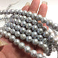 Large Hole Pearls 8.5-9mm Grey Round Freshwater Pearls, 8 inch with 2.5mm Hole, LHRD006