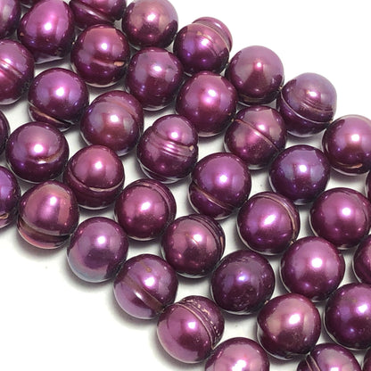 Freshwater Pearls, 6.5-7mm Off Round Potato Pearls, Dark Purple Color, POT010