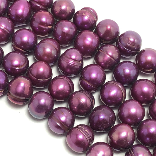 Freshwater Pearls, 6.5-7mm Off Round Potato Pearls, Dark Purple Color, POT010
