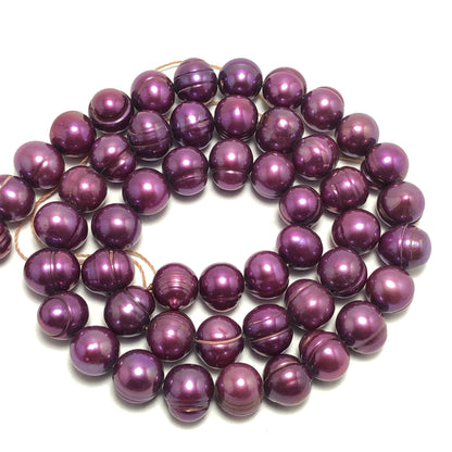 Freshwater Pearls, 6.5-7mm Off Round Potato Pearls, Dark Purple Color, POT010