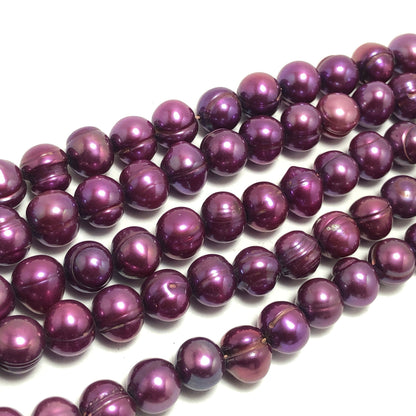 Freshwater Pearls, 6.5-7mm Off Round Potato Pearls, Dark Purple Color, POT010