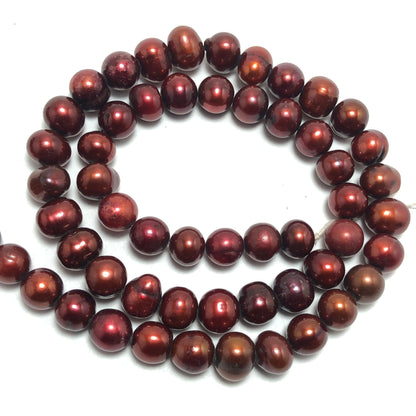 Freshwater Pearls, 7-7.5mm Off Round Potato Pearls, Redis Chocolate Color, POT013