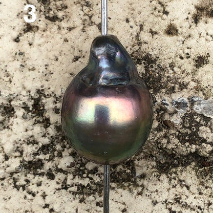 Baroque Pearls 11-12mm, Single Piece, Peacock Blue Color.  BAR_S023