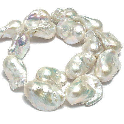 Baroque Pearls 14-16mm, Single Piece, White Color.  Very High Luster, BAR_S028
