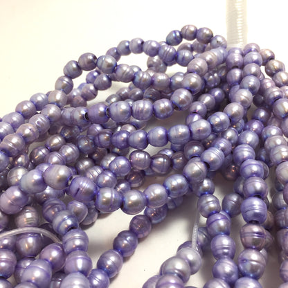 Large Hole Pearls 8-8.5mm Purple Rice Shape Freshwater Pearls, 8 inches with 2.5mm Hole, LH054