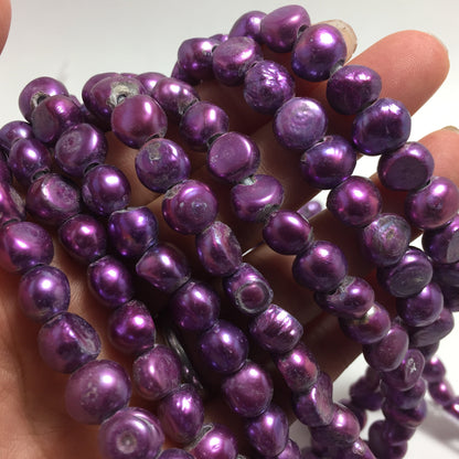 Large Hole Pearls, 9-10mm Nugget Shape, Purple Color Freshwater Pearls, 8 inches strand with 2.5mm Hole Size, LH068