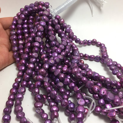 Large Hole Pearls, 9-10mm Nugget Shape, Purple Color Freshwater Pearls, 8 inches strand with 2.5mm Hole Size, LH068