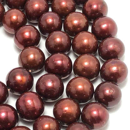 Freshwater Pearls, 9-9.5mm Off Round Potato Pearls, Chocolate Color, POT019