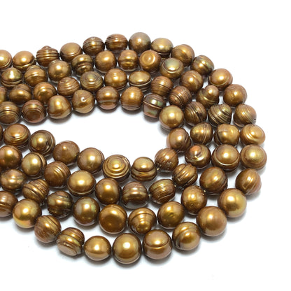Freshwater Pearls, 10-10.5mm Off Round Potato Pearls, Copper Color, POT020