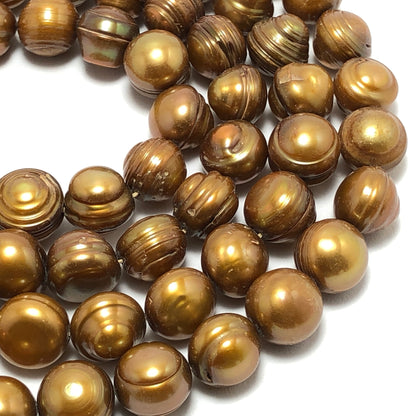 Freshwater Pearls, 10-10.5mm Off Round Potato Pearls, Copper Color, POT020