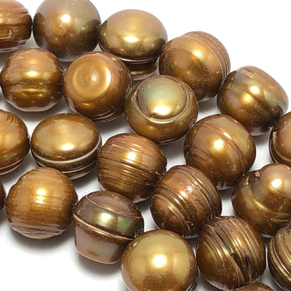 Freshwater Pearls, 10-10.5mm Off Round Potato Pearls, Copper Color, POT020