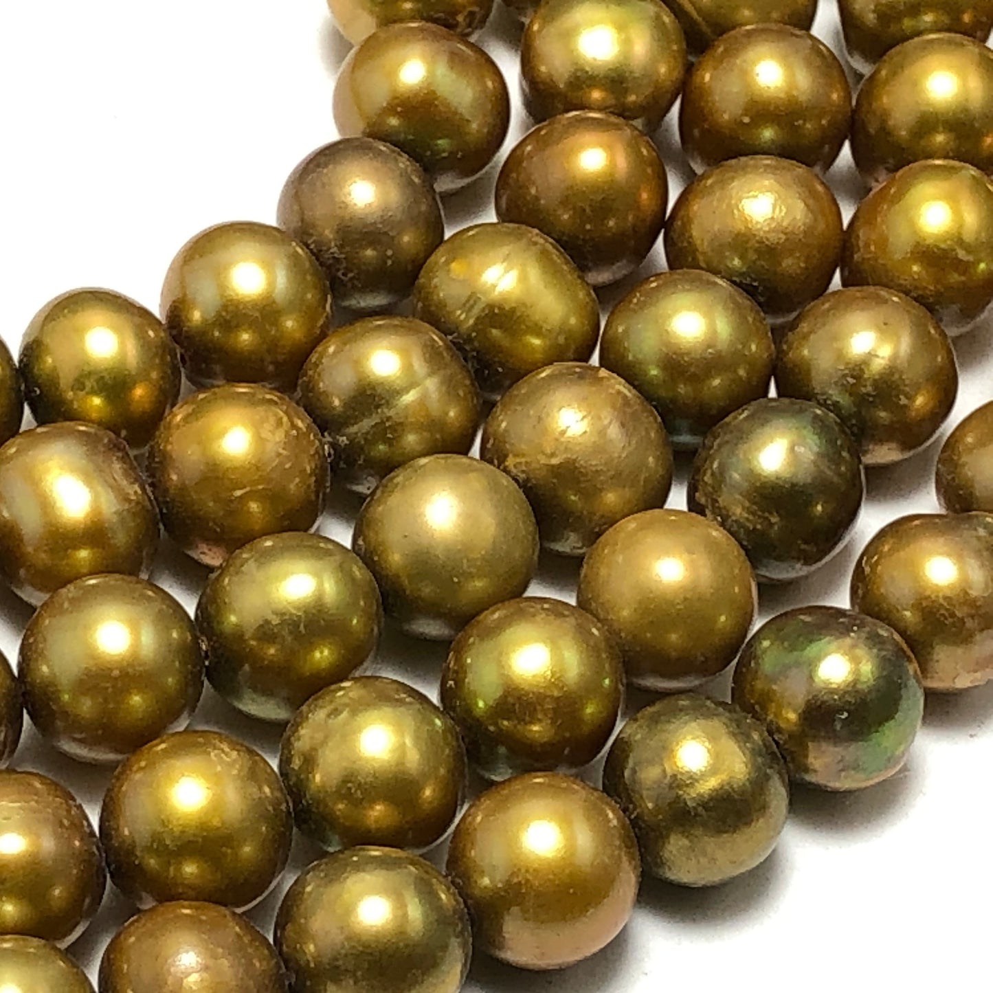 Freshwater Pearls, 7-7.5mm Off Round Potato Pearls, Green Color, POT026