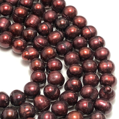Freshwater Pearls, 7-7.5mm Off Round Potato Pearls, Chocolate Color, POT027