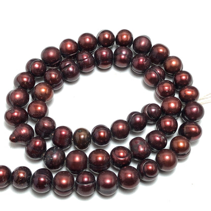 Freshwater Pearls, 7-7.5mm Off Round Potato Pearls, Chocolate Color, POT027