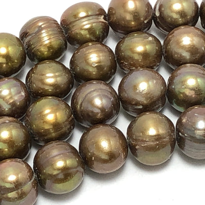 Freshwater Pearls, 7-7.5mm Off Round Potato Pearls, Green Color, POT018