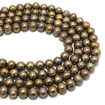 Freshwater Pearls, 7-7.5mm Off Round Potato Pearls, Green Color, POT018
