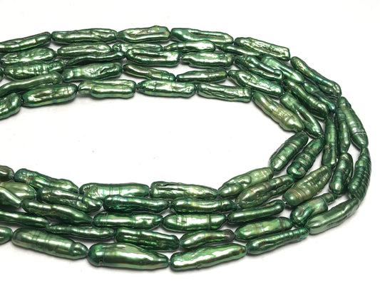 Fresh Water Pearls, 5-6mm Biwa Pearls, Green Color, BIWA025