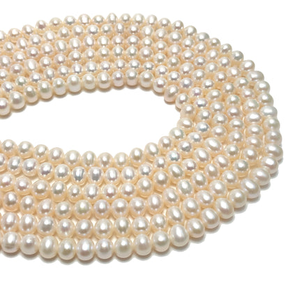 AA Grade 5.5-6mm Off Round Potato Pearls, White Color Freshwater Pearls, POT031