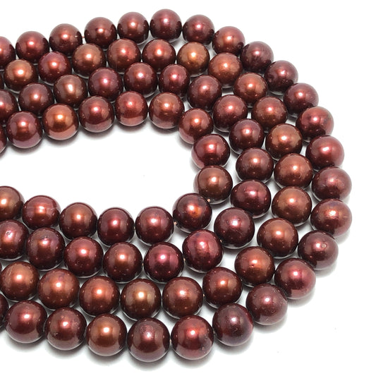 Freshwater Pearls, 9-9.5mm Off Round Potato Pearls, Chocolate Color, POT019