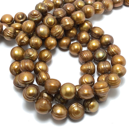 Freshwater Pearls, 10-10.5mm Off Round Potato Pearls, Copper Color, POT020