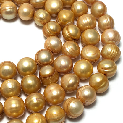 Freshwater Pearls, 9.5-10mm Off Round Potato Pearls, Champagne Color, POT023