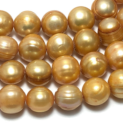 Freshwater Pearls, 9.5-10mm Off Round Potato Pearls, Champagne Color, POT023