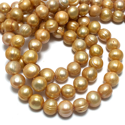 Freshwater Pearls, 9.5-10mm Off Round Potato Pearls, Champagne Color, POT023