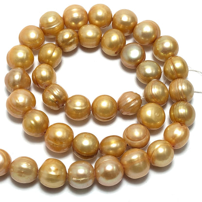 Freshwater Pearls, 9.5-10mm Off Round Potato Pearls, Champagne Color, POT023
