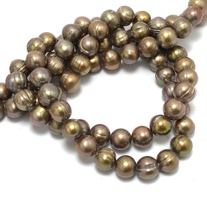 Freshwater Pearls, 7-7.5mm Off Round Potato Pearls, Green Color, POT018