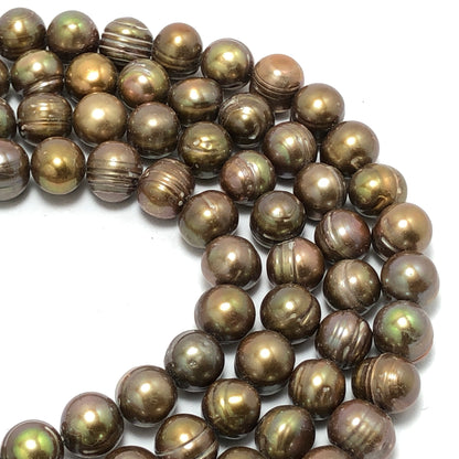 Freshwater Pearls, 7-7.5mm Off Round Potato Pearls, Green Color, POT018