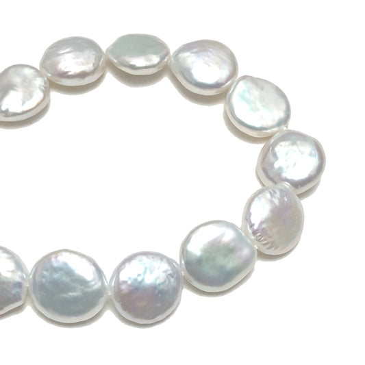 AAA Coin Pearls, 10-11mm White Color Freshwater Pearls,  Full Strand, SKU#  1179CN