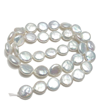 AAA Coin Pearls, 10-11mm White Color Freshwater Pearls,  Full Strand, SKU#  1179CN
