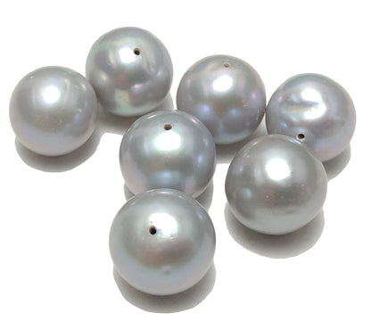 10-11mm Off Round Freshwater Pearls in Grey Color, 5 Pieces, POT_S002