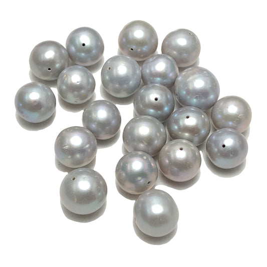 10-11mm Off Round Freshwater Pearls in Grey Color, 5 Pieces, POT_S002