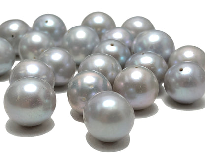 10-11mm Off Round Freshwater Pearls in Grey Color, 5 Pieces, POT_S002