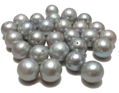 10-11mm Off Round Freshwater Pearls in Grey Color, 5 Pieces, POT_S002